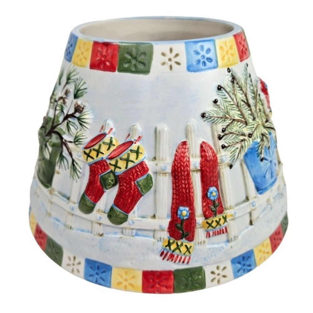 Yankee Candle Large Shade Winter Scene Embossed Picket Fence Mittens Scarf Coat